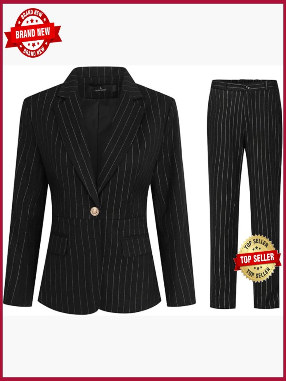 Women's Striped 2 Piece Pantsuit Blazer and Pant Set Office Work Business